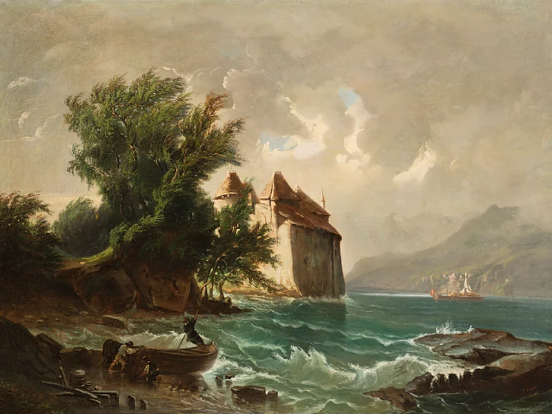 1824-Edoardo Perotti - Nubi minacciose con mare in tempesta